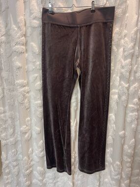 Express Brownish dark grey wide leg velour pants